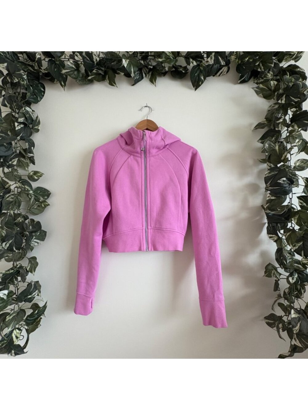 Lululemon Athletic Scuba Cropped Full Zip Hooded Jacket Pink Women’s Sz 8